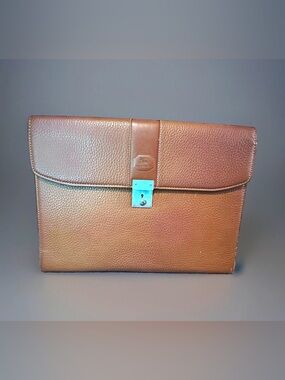 Burberry Brown Men’s Briefcase/Document Case Lock Closure NovaCheck Lining